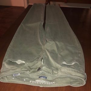 American Eagle Green super stretch jeggings